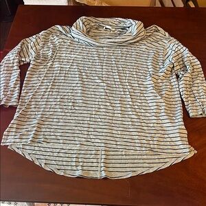 Liz Claiborne Black and Gray Striped Shirt